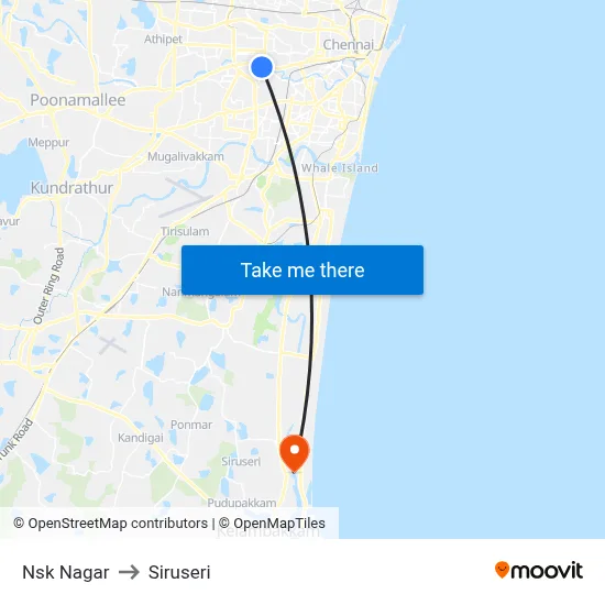 Nsk Nagar to Siruseri map