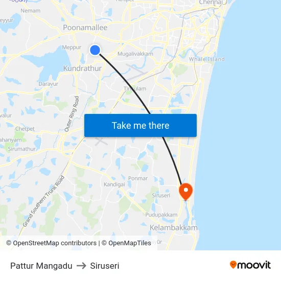 Pattur Mangadu to Siruseri map