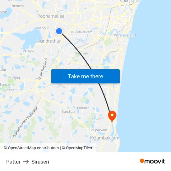 Pattur to Siruseri map