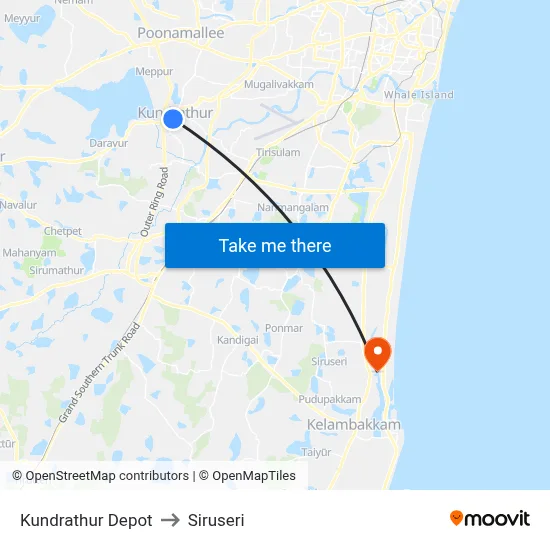 Kundrathur Depot to Siruseri map