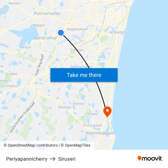 Periyapannicherry to Siruseri map