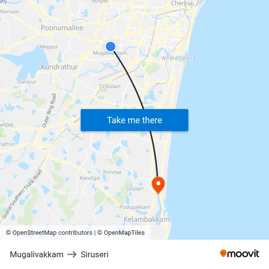 Mugalivakkam to Siruseri map