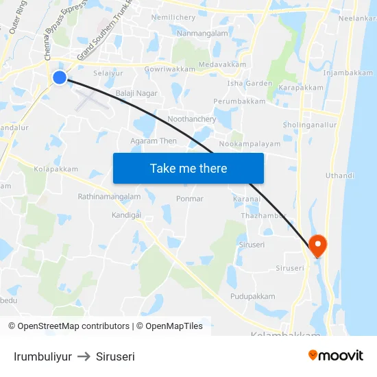 Irumbuliyur to Siruseri map
