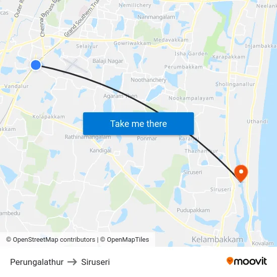 Perungalathur to Siruseri map