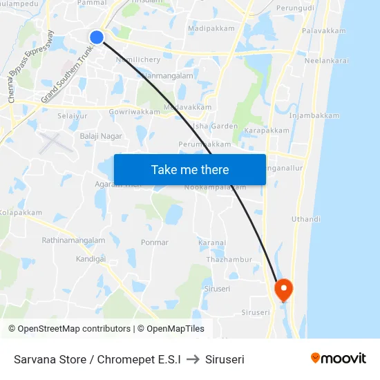 Sarvana Store / Chromepet E.S.I to Siruseri map