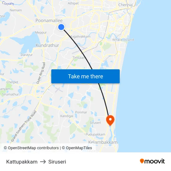 Kattupakkam to Siruseri map