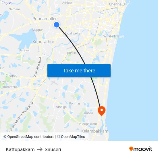 Kattupakkam to Siruseri map