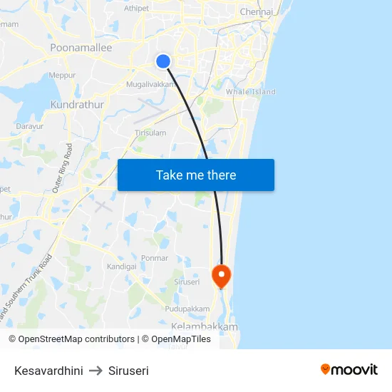 Kesavardhini to Siruseri map