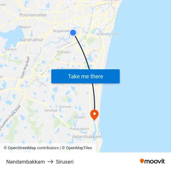 Nandambakkam to Siruseri map