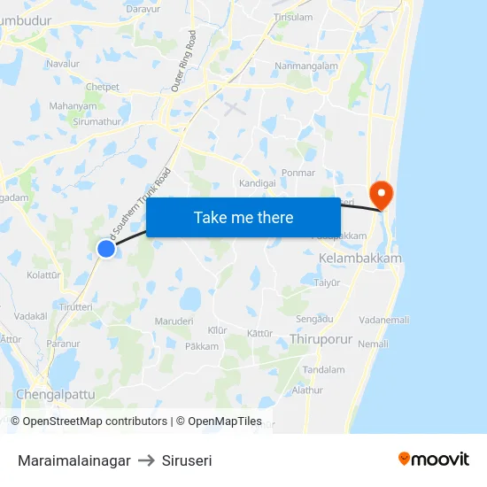 Maraimalainagar to Siruseri map