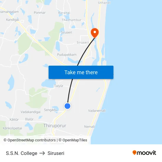 S.S.N. College to Siruseri map