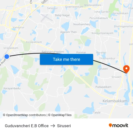 Guduvancheri E.B Office to Siruseri map