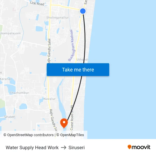 Water Supply Head Work to Siruseri map