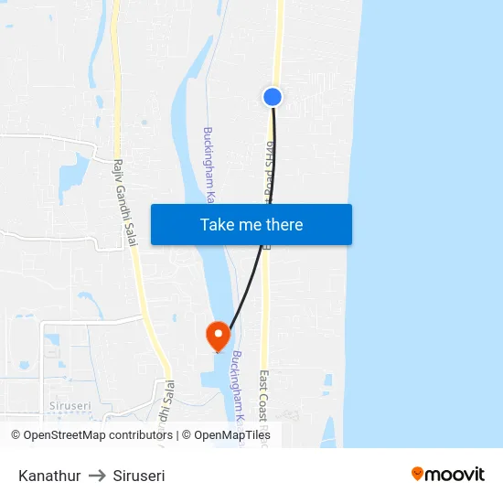 Kanathur to Siruseri map