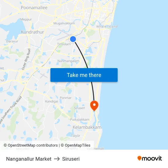 Nanganallur Market to Siruseri map