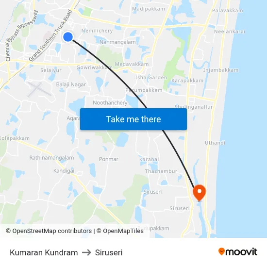 Kumaran Kundram to Siruseri map