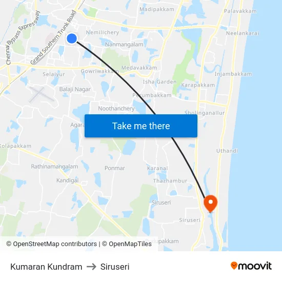 Kumaran Kundram to Siruseri map