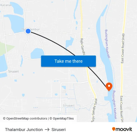 Thalambur Junction to Siruseri map