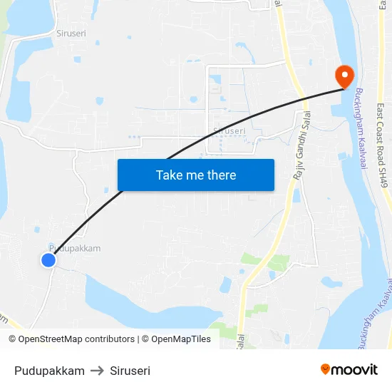 Pudupakkam to Siruseri map