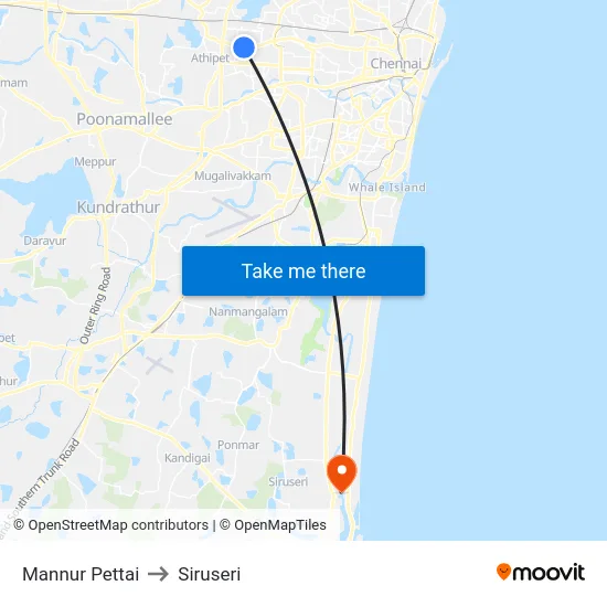 Mannur Pettai to Siruseri map