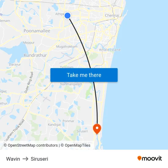 Wavin to Siruseri map