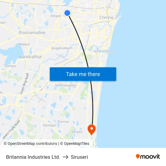Britannia Industries Ltd. to Siruseri map