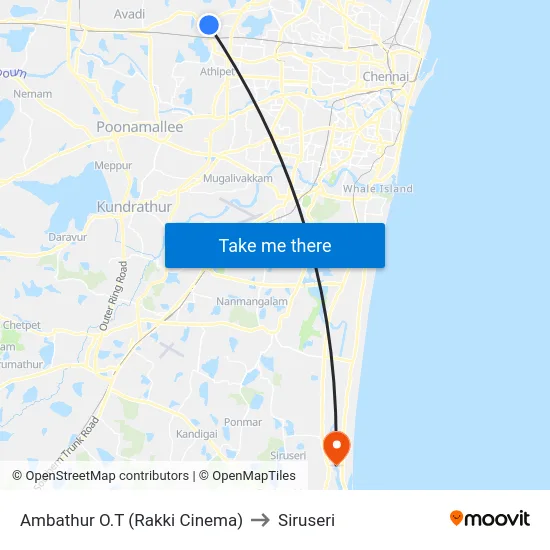 Ambathur O.T (Rakki Cinema) to Siruseri map