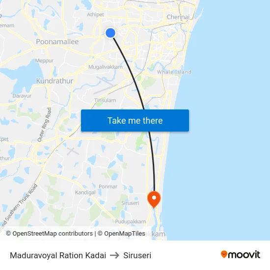 Maduravoyal Ration Kadai to Siruseri map