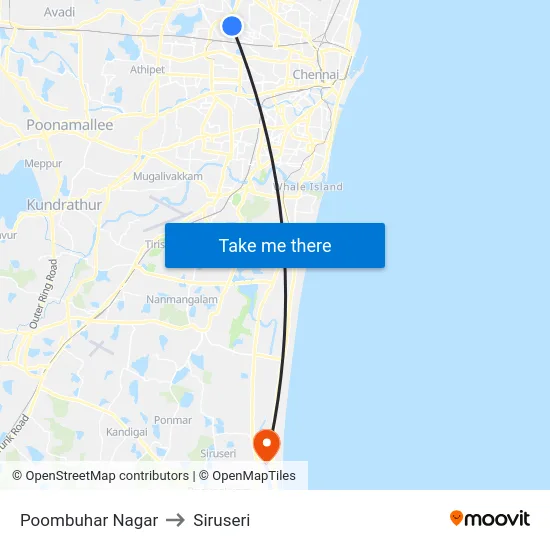 Poombuhar Nagar to Siruseri map