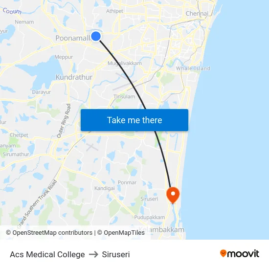 Acs Medical College to Siruseri map