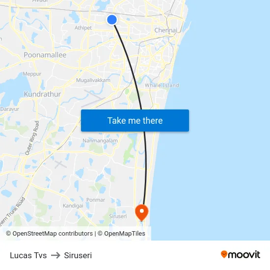 Lucas Tvs to Siruseri map