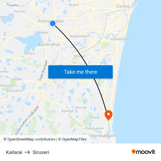 Kallarai to Siruseri map