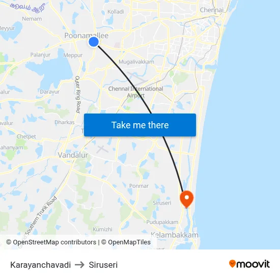 Karayanchavadi to Siruseri map