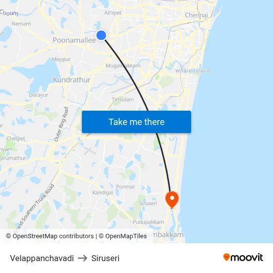 Velappanchavadi to Siruseri map
