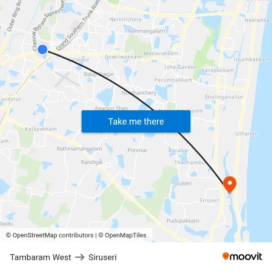 Tambaram West to Siruseri map