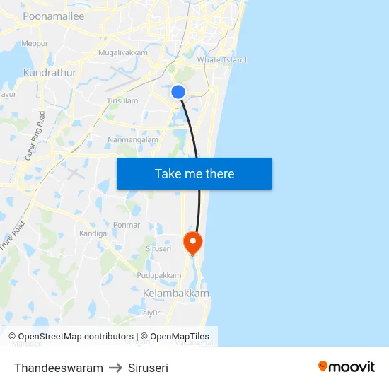 Thandeeswaram to Siruseri map