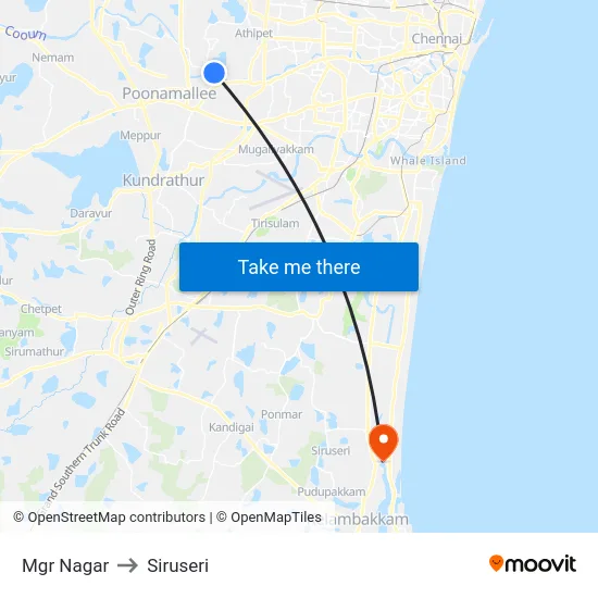 Mgr Nagar to Siruseri map