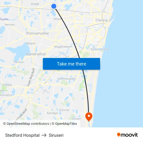 Stedford Hospital to Siruseri map