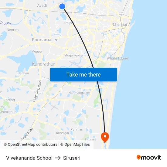 Vivekananda School to Siruseri map