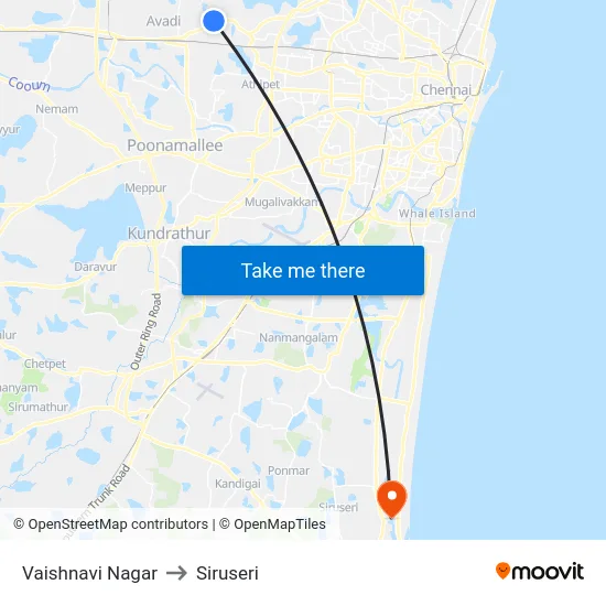Vaishnavi Nagar to Siruseri map