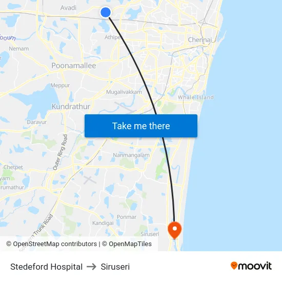 Stedeford Hospital to Siruseri map