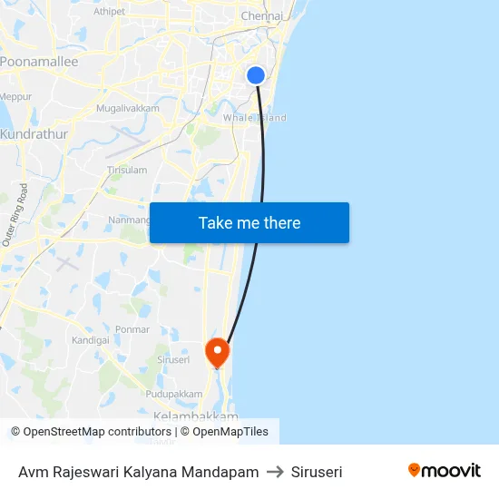Avm Rajeswari Kalyana Mandapam to Siruseri map