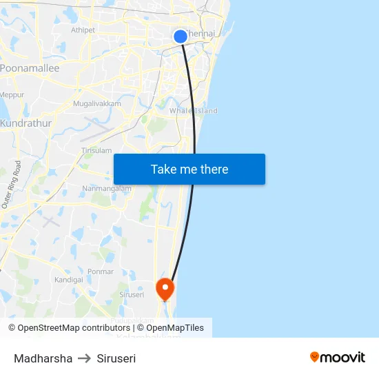 Madharsha to Siruseri map