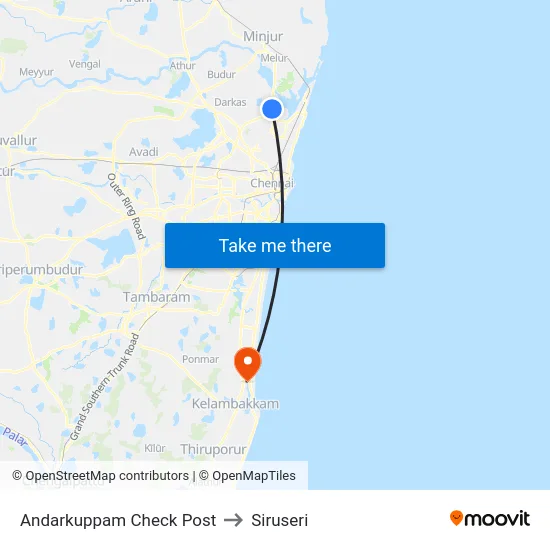 Andarkuppam Check Post to Siruseri map