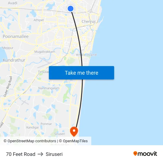 70 Feet Road to Siruseri map