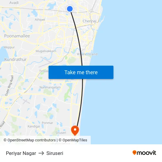 Periyar Nagar to Siruseri map