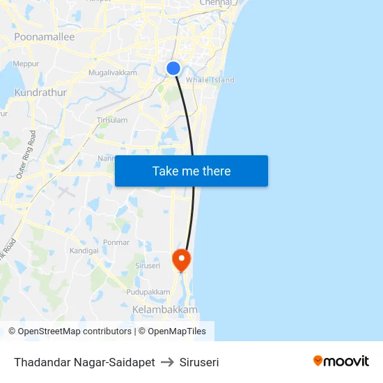 Thadandar Nagar-Saidapet to Siruseri map