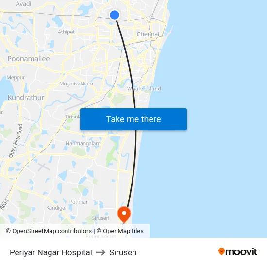 Periyar Nagar Hospital to Siruseri map