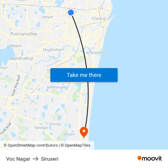 Voc Nagar to Siruseri map