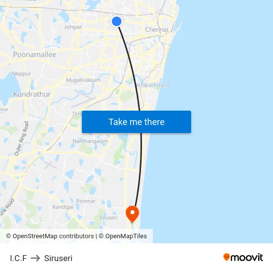 I.C.F to Siruseri map